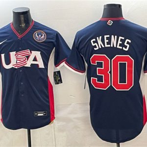 USA #30 Paul Skenes Navy 2026 World Classic United States 250th Anniversary Patch Road Stadium Stitched Jersey