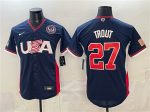 USA #27 Mike Trout Navy 2026 World Classic United States 250th Anniversary Patch Road Stadium Stitched Jersey