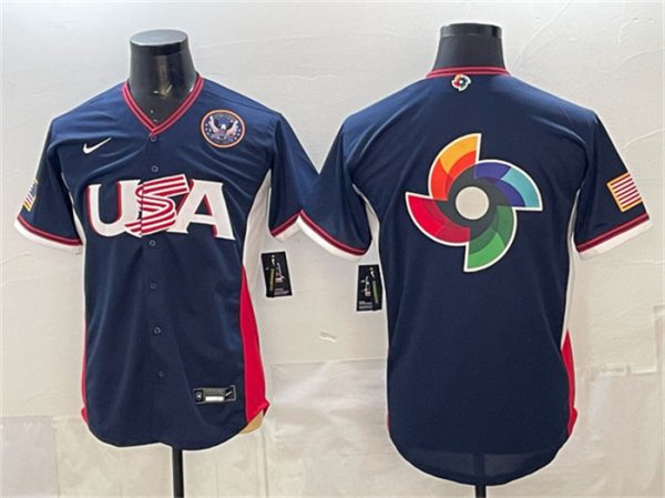 USA Team Big Logo Navy 2026 World Classic United States 250th Anniversary Patch Road Stadium Stitched Jersey