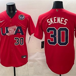 USA #30 Paul Skenes Red 2026 World Classic United States 250th Anniversary Patch Stadium Stitched Jersey