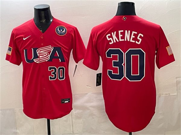 USA #30 Paul Skenes Red 2026 World Classic United States 250th Anniversary Patch Stadium Stitched Jersey