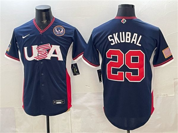 USA #29 Tarik Skubal Navy 2026 World Classic United States 250th Anniversary Patch Road Stadium Stitched Jersey