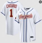 Venezuela #1 Jackson Chourio White 2026 World Classic Home Stadium Stitched Jersey