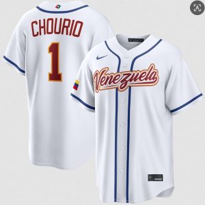 Venezuela #1 Jackson Chourio White 2026 World Classic Home Stadium Stitched Jersey