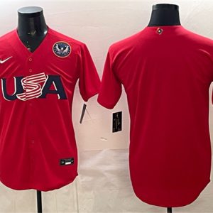 USA Blank Red 2026 World Classic United States 250th Anniversary Patch Stadium Stitched Jersey