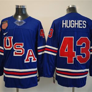 USA #43 Quinn Hughes Royal 2025-2026 Stitched Jersey