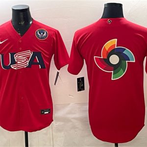 USA Team Big Logo Red 2026 World Classic United States 250th Anniversary Patch Stadium Stitched Jersey