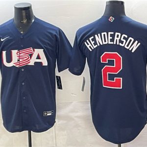 USA #2 Gunnar Henderson Navy World Classic Stitched Jersey