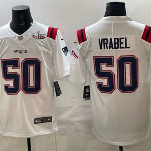 New England Patriots #50 Mike Vrabel White With Super Bowl LX Patch Vapor Limited Stitched Jersey
