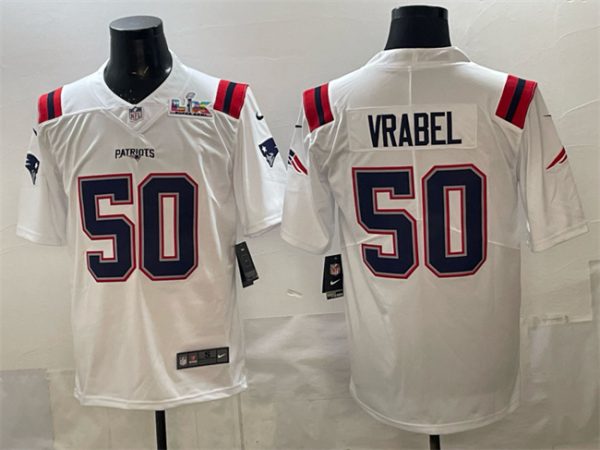 New England Patriots #50 Mike Vrabel White With Super Bowl LX Patch Vapor Limited Stitched Jersey