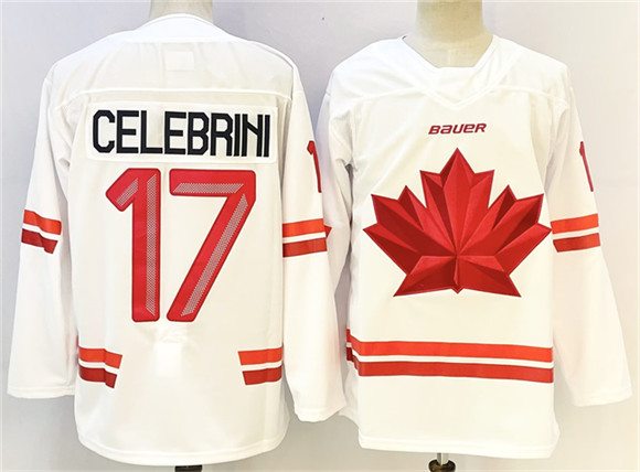 Canada #17 Macklin Celebrini White Stitched Jersey