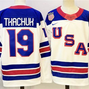 USA #19 Matthew Tkachuk White 2025-2026 Stitched Jersey