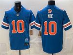 Denver Broncos #10 Bo Nix Blue F.U.S.E. With Patch Throwback Vapor Limited Stitched Jersey