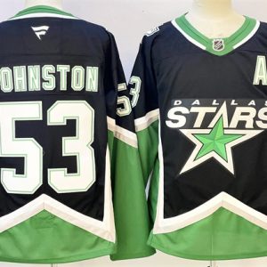 Dallas Stars #53 Wyatt Johnston Black 2025-26 With A Patch Alternate Stitched Jersey