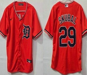 Detroit Tigers #29 Tarik Skubal Orange Cool Base Jersey