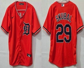 Detroit Tigers #29 Tarik Skubal Orange Cool Base Jersey