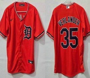 Detroit Tigers #35 Justin Verlander Orange Cool Base Jersey