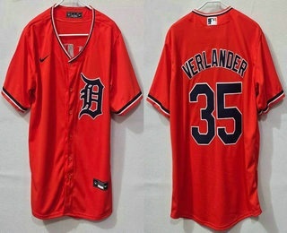 Detroit Tigers #35 Justin Verlander Orange Cool Base Jersey