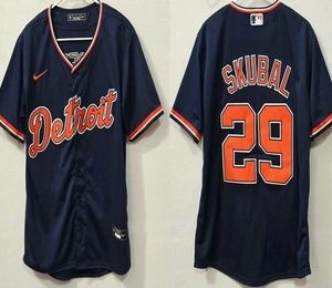 Detroit Tigers #29 Tarik Skubal Navy Cool Base Jersey