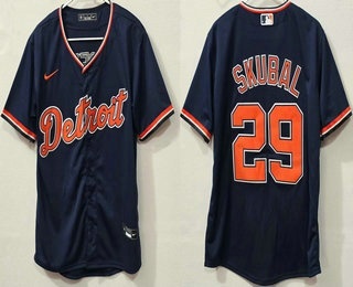 Detroit Tigers #29 Tarik Skubal Navy Cool Base Jersey
