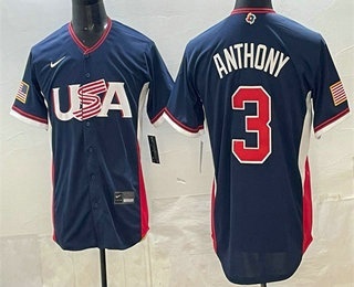 USA #3 Roman Anthony Navy 2026 World Classic Cool Base Jersey