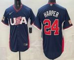 USA #24 Bryce Harper Navy 2026 World Classic Cool Base Jersey
