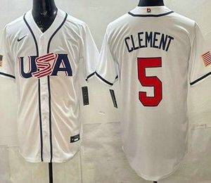 USA #5 Ernie Clement White 2026 World Classic Cool Base Jersey