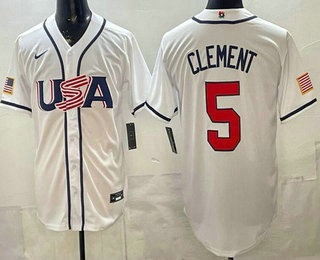 USA #5 Ernie Clement White 2026 World Classic Cool Base Jersey