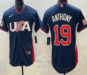 USA #19 Roman Anthony Navy 2026 World Classic Cool Base Jersey