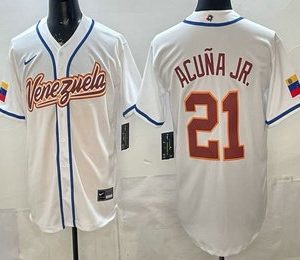Venezuela #21 Ronald Acuna Jr White 2026 World Classic Cool Base Jersey