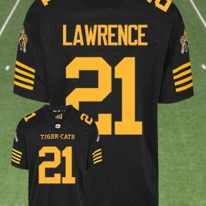 CFL Hamilton tiger cats #21 LAWRENCE Black Crested Home Replica Jersey