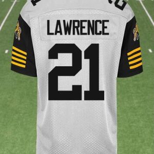 CFL Hamilton tiger cats #21 LAWRENCE Crested Away White Jersey