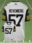 CFL Hamilton tiger cats #57 REVENBERG Crested Away White Jersey