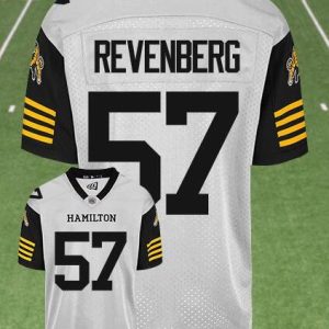 CFL Hamilton tiger cats #57 REVENBERG Crested Away White Jersey