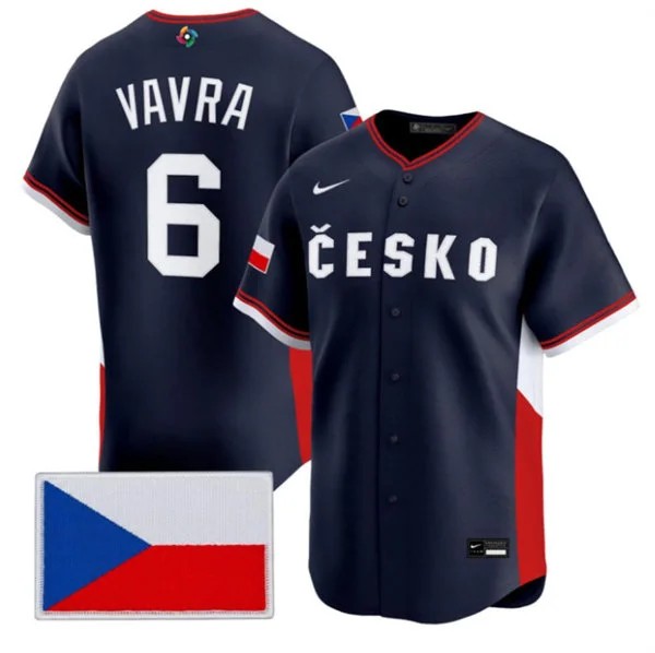 Czech Republic #6 Terrin Vavra Nike Navy 2026 World Classic Jersey