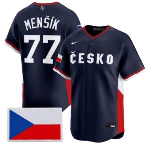Czech Republic #77 Vojtch Menk Nike Navy 2026 World Classic Jersey