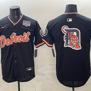 Detroit Tigers Team Big Logo Navy 2026 Alternate USA 250' Patch Vapor Premier Limited Stitched Jersey