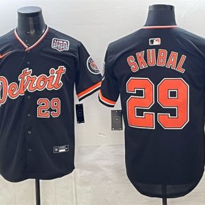 Detroit Tigers #29 Tarik Skubal Navy 2026 Alternate USA 250' Patch Vapor Premier Limited Stitched Jersey
