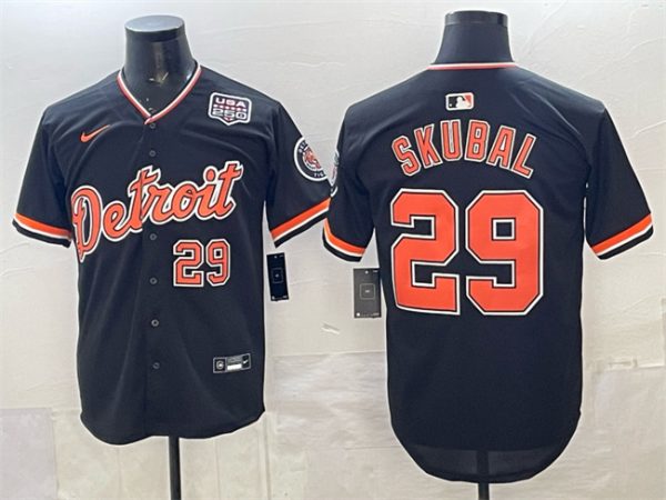 Detroit Tigers #29 Tarik Skubal Navy 2026 Alternate USA 250' Patch Vapor Premier Limited Stitched Jersey