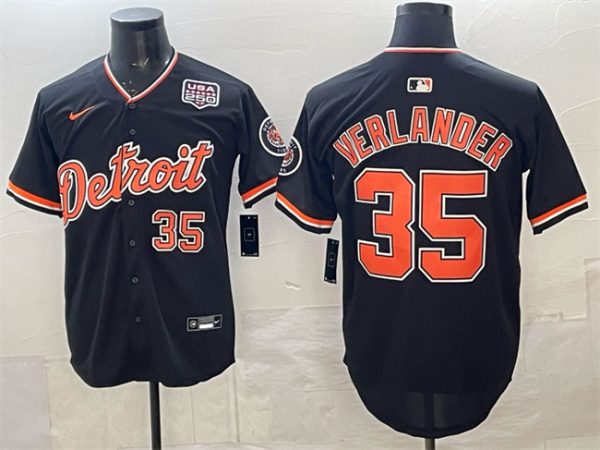 Detroit Tigers #35 Justin Verlander Navy 2026 Alternate USA 250' Patch Vapor Premier Limited Stitched Jersey