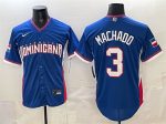 Dominican Republic #3 Manny Machado Royal 2026 World Classic Road Stadium Stitched Jersey
