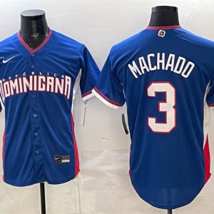 Dominican Republic #3 Manny Machado Royal 2026 World Classic Road Stadium Stitched Jersey