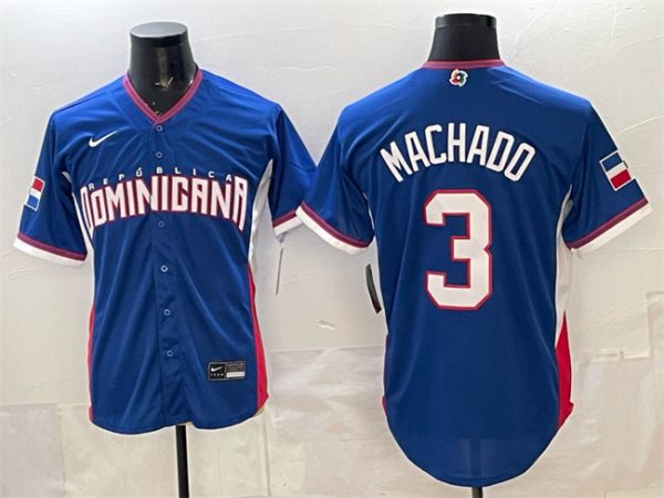 Dominican Republic #3 Manny Machado Royal 2026 World Classic Road Stadium Stitched Jersey
