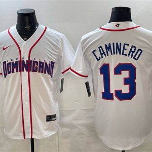 Dominican Republic #13 Junior Caminero White 2026 World Classic Home Stadium Stitched Jersey