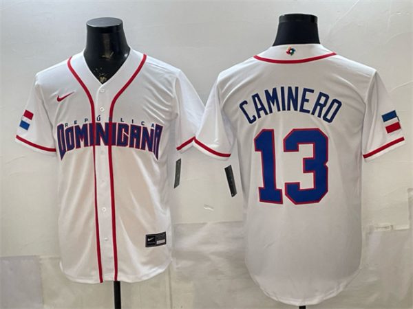 Dominican Republic #13 Junior Caminero White 2026 World Classic Home Stadium Stitched Jersey