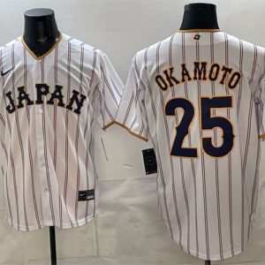 Japan #25 Kazuma Okamoto White 2026 World Classic Home Stadium Stitched Jersey