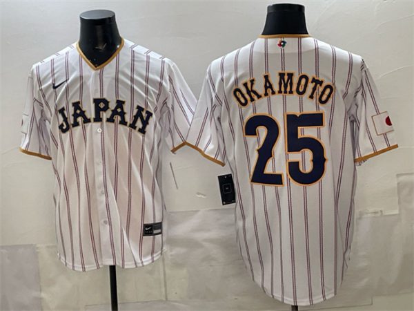 Japan #25 Kazuma Okamoto White 2026 World Classic Home Stadium Stitched Jersey
