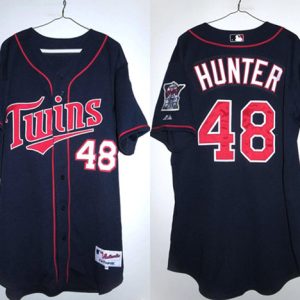 Minnesota Twins #48 Torii Hunter Navy Double Knit Stitched Jersey
