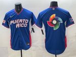 Puerto Rico Blue 2026 World Classic Big Logo Road Stadium Stitched Jersey