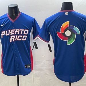 Puerto Rico Blue 2026 World Classic Big Logo Road Stadium Stitched Jersey
